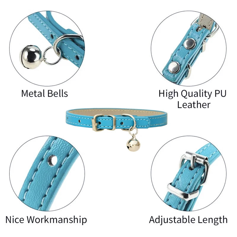 Soft Leather Cat & Small Dog Collar