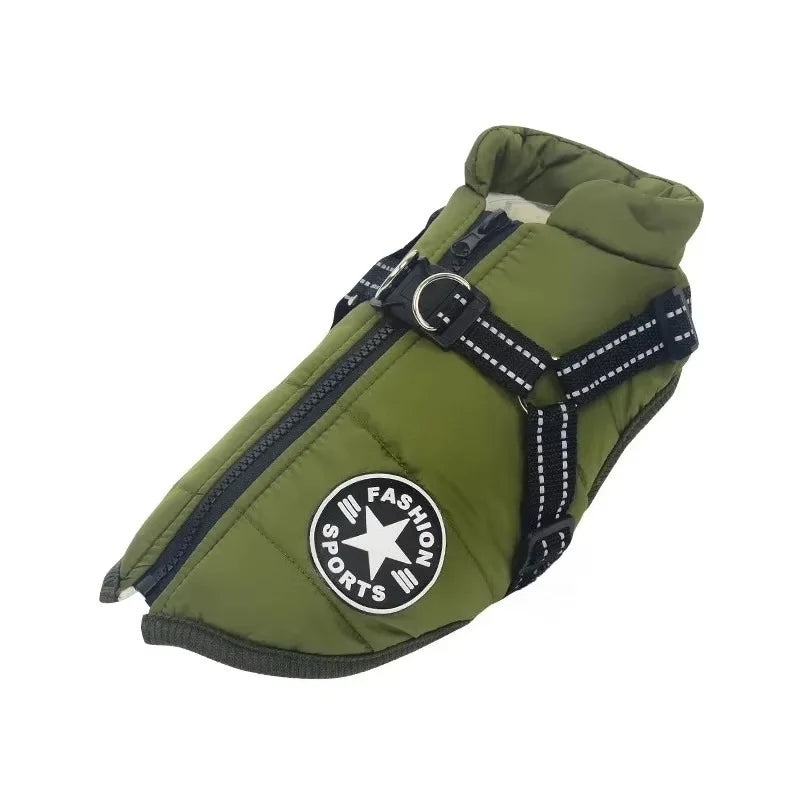 Waterproof Winter Dog Jacket with Built-In Harness – Warm Coat for Small and Large Dogs