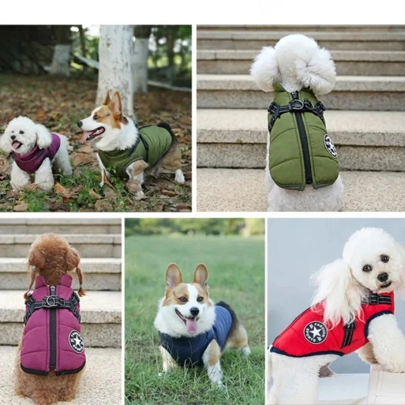 Waterproof Winter Dog Jacket with Built-In Harness – Warm Coat for Small and Large Dogs